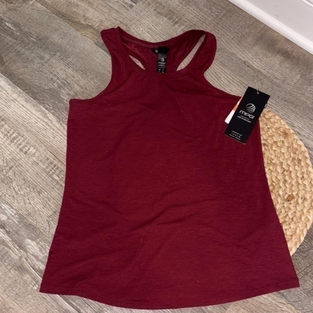 MPG burgundy racerback tank size small new with tags